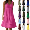 Casual Dresses Women'S Solid Color Sleeveless Patchwork Dress With Pockets Fashionable And Simple For Female