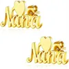 Noelia Custom Name Heart Earrings Personaliserad för kvinnor Rostfritt stål Guldpläterade Studörhängen Anpassade Memorial Jewelry Y10240M