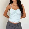 Tanques femininos Camis Xingqing Lace Camisole Y2K Roupas mulheres Sexy Spaghetti Strap Sleveless Ruched Top Tanks com BOW Summer Strtwear Y240420