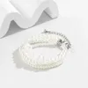 Keten Salircon Koreaanse romantische multi-layer Imitatie Pearlarmband Fashion Elegante brede armband voor vrouwen Wedding Party Sieraden Gift Y240420