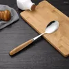Posetas de café Utensil Utensil de acero inoxidable a prueba de óxido Servir cucharadas con mango de madera para el restaurante de cocina en el hogar picnics