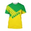 Camisetas brasilas para homens 3d Brasil Flag Imprimir roupas masculinas Cool o pescoço Moda de moda Men de manga t T Tampes grandes tees 240420