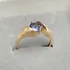 Anelli di cluster Anello di tanzanite naturale per fidanzamento 6 mm 0,8 CT VVS Wedding Silver 925 Gioielli con oro placcato