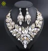 Luxury Flower Indian Bridal Bijoux Ensembles de mariage Costume de mariage Collier plaqué or Set Crystal Set Bijoux For Brides Women82009106