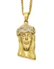 Jóias de colar de lúpulo de moda Jóia de aço inoxidável Jesus colar pendente com 60 cm de ouro cubano Chain1851356
