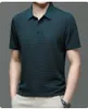Märke kläder sommarmens lop-up ihålig kortärmad polo skjorta is siden andningsbar affär mode fasta golf t-shirt 240419