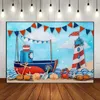 Nautical Rudder PO Achtergrond Geboren Sailor Birthday Decoration Party Pography Backdrops Sailing Custom Backlop Banner 240407