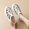 Casual Shoes Krazing Pot Cow Leather Thick Bottom Platform Hook Loop Summer Sneakers Loafers Women Hollow Decorations Vulkanised