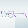 Gmei Design Blue Light Blocking Womens Cat Eye Metal Glasses Frame Female Anti Radiation Protection Eyeglasses Frames 3038 240418