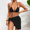 Women's Swimwear Personality Fashion Comfortable Solid Color Three Piece Swimsuit Woman 2024 Women