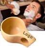 MOQ 50 PCs Personalize logotipo barba barba tigela de sabão premium de madeira caneca para barbeador de creme de barbear copo de copo de copo de grooming2031588