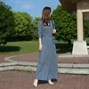 Casual Dresses 2024 Summer Wrap Up Kjol med Blue Bottom Print Celebrity Style Slim Fit and Long Dress for Women