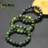 Chaîne Bracelet Jade vert foncé naturel Cercle unique Olive Green String Strucned Hetian Jade Bijoux de mode pour hommes et femmes Y240420