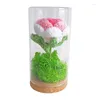 Fiori decorativi si alzavano in vaso all'uncinetto di fiori conservato rose artificiale lampada da luce notturna