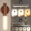 Wall Lamp Motion Sensor Magnetic LED Light Stepless Dimming USB Rechargeable Portable Stairway Mount Cordless Wooden