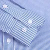 Men's Dress Shirts Light Blue Plaid Shirt For Men Long Sleeve Business Mens 2024 Regular Fit Checked Male Clothing Chest Pocket