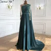 Abiti da festa musulmani abito da sera verde oliva con maniche lunghe abiti da sposa da donna eleganti bla70985