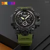 Wristwatches SKMEI Original Genuine Electric Submeter Plastic Strap Double Time Display Timer Alarm Clock El Luminous Hour Army 2197