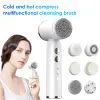 Scrubbers 6 in 1 Electric Facial Cleansing Brush Silicone Rotating Face Brush Deep Cleaning Skin Peeling Cleanser with 6 Replacement Heads