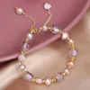 Chaîne Fashion Elegant Imitation Pearls Bracelet for Women Vintage Réglable Taille Bracelets en cristal Purple Bijoux Bijoux Bijoux Y240420