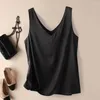 Women's Tanks V-neck Tank Tops Women Stylish Summer For Vest Smooth Satin Fabric Loose Fit Pullover