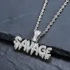 Bling Bling Savage Letter Colar Pinging Shiny Ice Out Link Chain Charcle com jóias de hip hop da cadeia de tênis para MEN239H