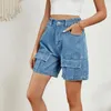 Jeans pour femmes femmes de couleur solide d'été shorts lavés élastiques