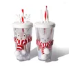 Tumblers Double Wall Straw Cup With Lid Large Capacity Travel Mug Reusable /Elk Shaped Drinking Bottle Christmas Gift Drop