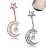 Other 1pc Sexy Star Moon Navel Belly Button Rings Piercing Crystal Steel Woman Body Jewelry Barbell Women Accessories6763624