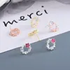 Orecchini per borchie Huisept Women Trendy 925 Sterling Silver Zirl Zircone Gioielli di gioielli Fiore Fiore per il matrimonio all'ingrosso