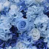 Flores decorativas tema azul parede de flores de rosa 5d feita com tecido enrolado FLORES artificiais Arranjo Decoração de cenário de casamento 8x8ft