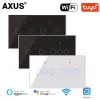 Contrôle Axus Smart Light Touch Interrupteur en verre Panneau en verre EU Standard 4/5/6 Gang TUYA Wifi Mur Interrupteur de murs Prise en charge de Google Home Alexa Contrôle vocal