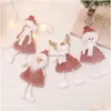 Decorações de Natal Árvore pendente de pendente Elk Santa Snowman Pink Doll Christma Decoração Merry Decor Presente Xmas Noel Navidad Favor Delive Delive Dhgys