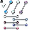 1pc Opal Mamilo Piercing Tongue Bar Barbell Straitement Crystal Source Tragus MINDE RINE SEXY FEMMES SEXILIR 14G 240409