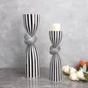 Bougeoirs Black and White Striped Twisted Corde Not Single Holder Resin Dining Table Centre de mariage Décoration moderne