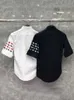 Т.Б. Рубашка с короткими рукавами с маленькой вышивкой животных и четырьмя полосками Slim Fitting Oxford Textile Fasual Par