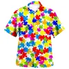 Skjortor 2022 Summer Men's Hawaiian Shirts Psychedelic Mushroom Print Loose Breattable Short Sleeve Party Beach Shirts