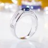 Rings Fentteci 925 Sterling Silver Domineering Sapphire Men's Ring Persoonlijkheid ingelegde kleurrijke edelstenen diamanten trouwring iets blauws