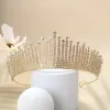 Joias luxuosas cintilantes geométricas de cristal de noiva Tiaras royal rainha coroa de bruxa coroa feminina concurso de diadema de casamento acessórios para cabelos de casamento