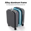 Carry-Ons Mixi 2023 New Men 18'' 20''Carry On Suitcase Aluminum Frame Front Laptop Pocket Luggage 100% PC TSA Lock Spinner Wheels