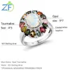 GZ ZONGFA 925 STERLING Silver Natural Opal Anneaux de mariage pour les femmes 3,5 Carats Colorful Tourmaline Gemstone personnalisé Fine bijoux 240412