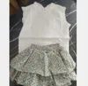 Девочки лето 2024 детское платье для детской девочки модная вершина Topskirt Twopiece Set 240410