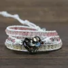 Braccialetti 2019 Nuovo fascino mista unico a conchiglia 3 fili avvolgenti braccialetti per donne fatte a mano in pietra naturale boho braccialetto regalo in pelle bracciale