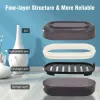 Dishes Portable Bathroom Soap Holder Container Box for Shower Black Covered Travel Soap Dish Double Layered Bamboo Storage