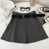 Womens High midja veckad kjol med bälte Y2K minikjolar vintage estetiska outfit vår sommaren 240420