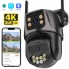 Cameras 8MP 4K PTZ WiFi Camera Double Lens Double écran 4MP HD Wireless Outdoor IP Camera Ai Human Detection P2P Video Surveillance ICSEE