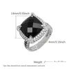 Bandringen 14 mm CZ Statement Ring Trendy White Gold PLATED 4 Prong Setting sieraden voor drop levering Dhxdc