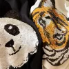 T-shirts 2022 New Children T Shirt Boys Girls Summer Short Sleeve T Shirts Cute Tiger Panda Print Kids Cartoon T Shirt Cotton Child Tee