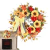 Faux Floral Greenery Sunflower Door Ring Farmhouse Spring Decoration Home Artificial Sunflower Flower Ring Artificial Flower Ring Home Wall Decoration T240422