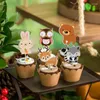 Party Supplies Cartoon Jungle Animals Cake Toppers Kids Birthday Decoration Zoo Bear Squirrel Baby Shower Cupcake Topper